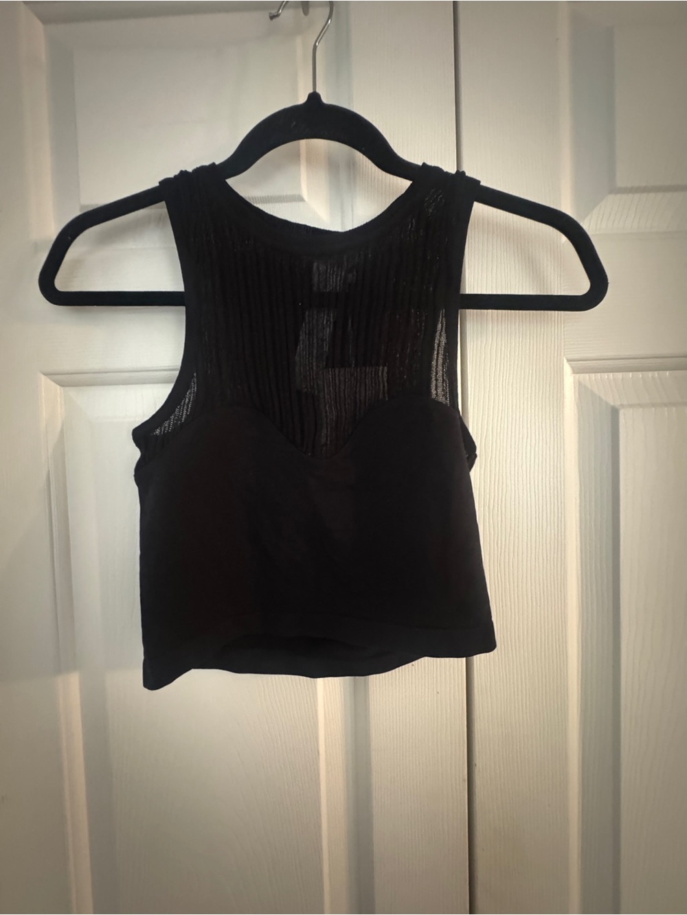 Zara Women’s Black Mesh Panel Cropped Tank Top